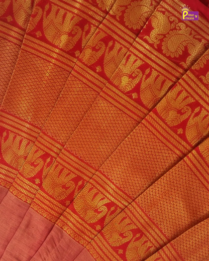 Gold Kalyani Cotton Gown for Girls – Traditional Ethnic Wear PG749