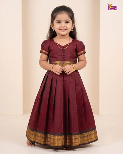 Girls Dark Maroon Kalyani Cotton Gown PG742