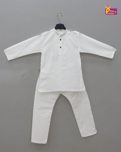 Boys White Cotton kurta Pajama KP173