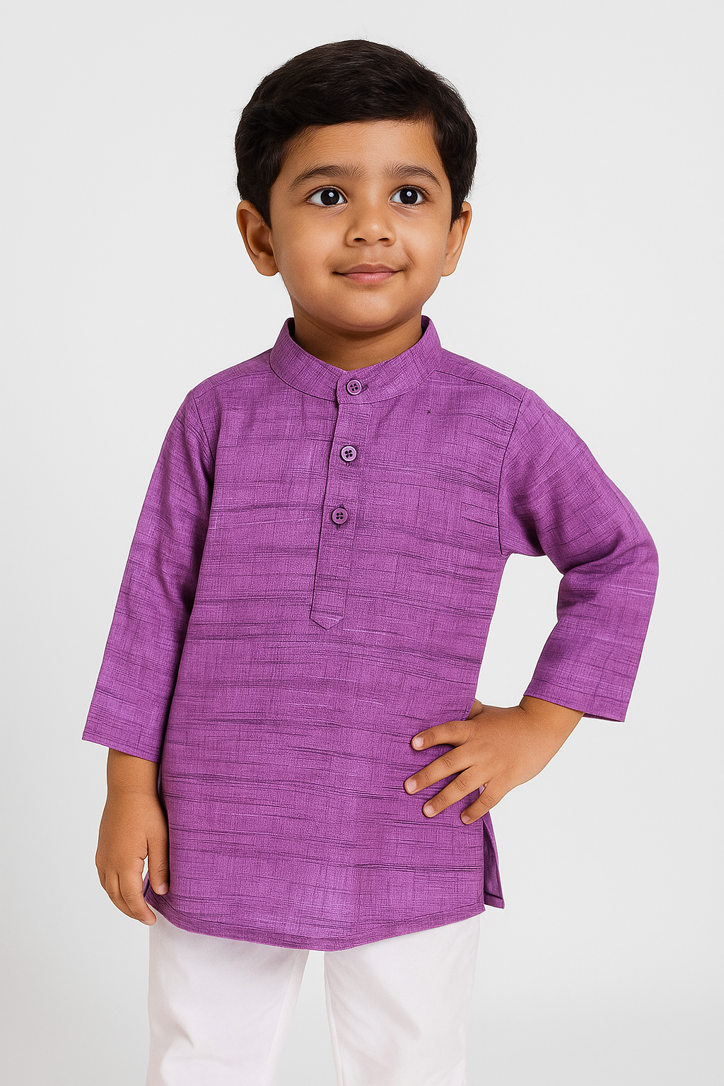 Boys Lavender Linen Cotton Kurta Pajama KP178