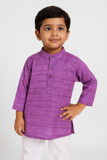 Boys Lavender Linen Cotton Kurta Pajama KP178