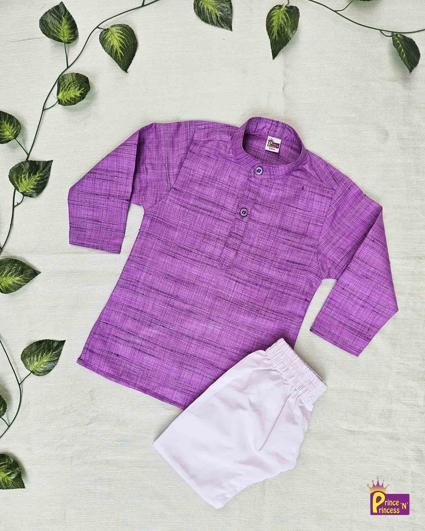 Boys Lavender Linen Cotton Kurta Pajama KP178
