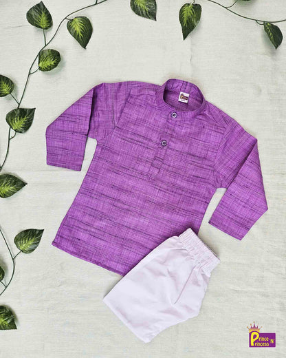 Boys Lavender Linen Cotton Kurta Pajama KP178