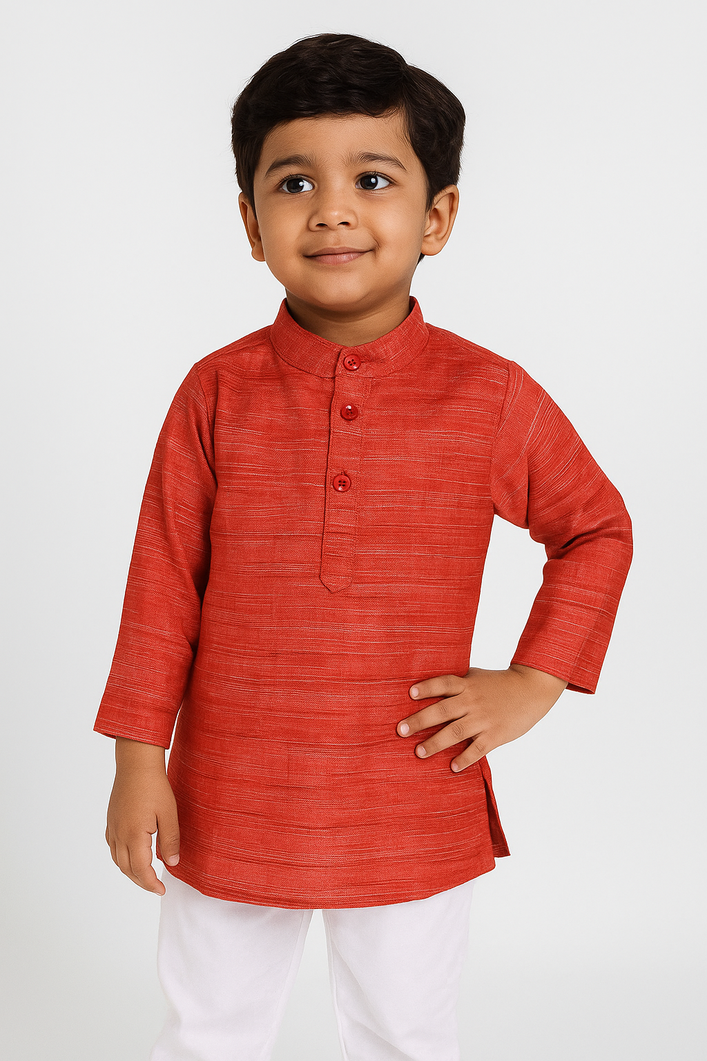 Boys Red Linen Cotton Kurta Pajama KP179