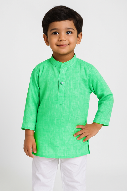 Boys Rama Green Linen Cotton Kurta Pajama KP188