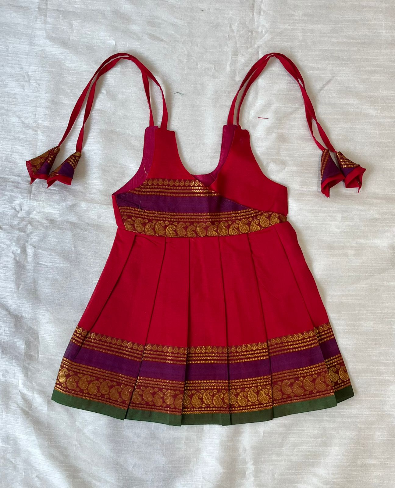 New Born Red Chettinad Cotton Frock LF1640