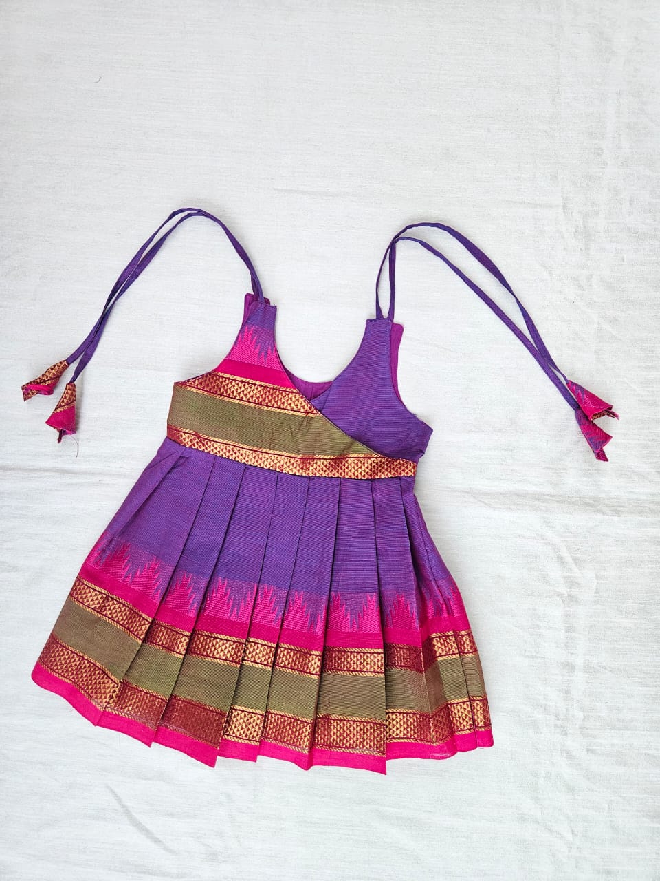 New Born Purple Chettinad Cotton Frock LF1674
