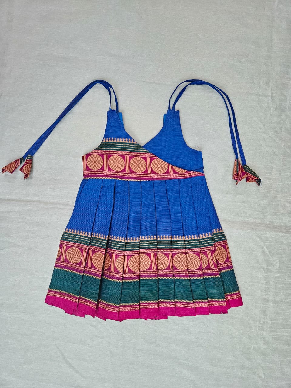 New Born Dark Blue Chettinad Cotton Frock LF1675