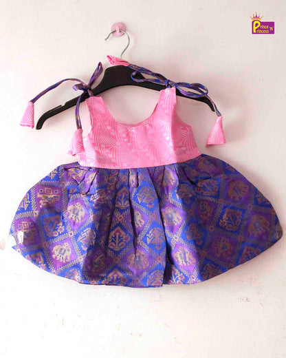 New Born Pink Purple Pattu frock LF444