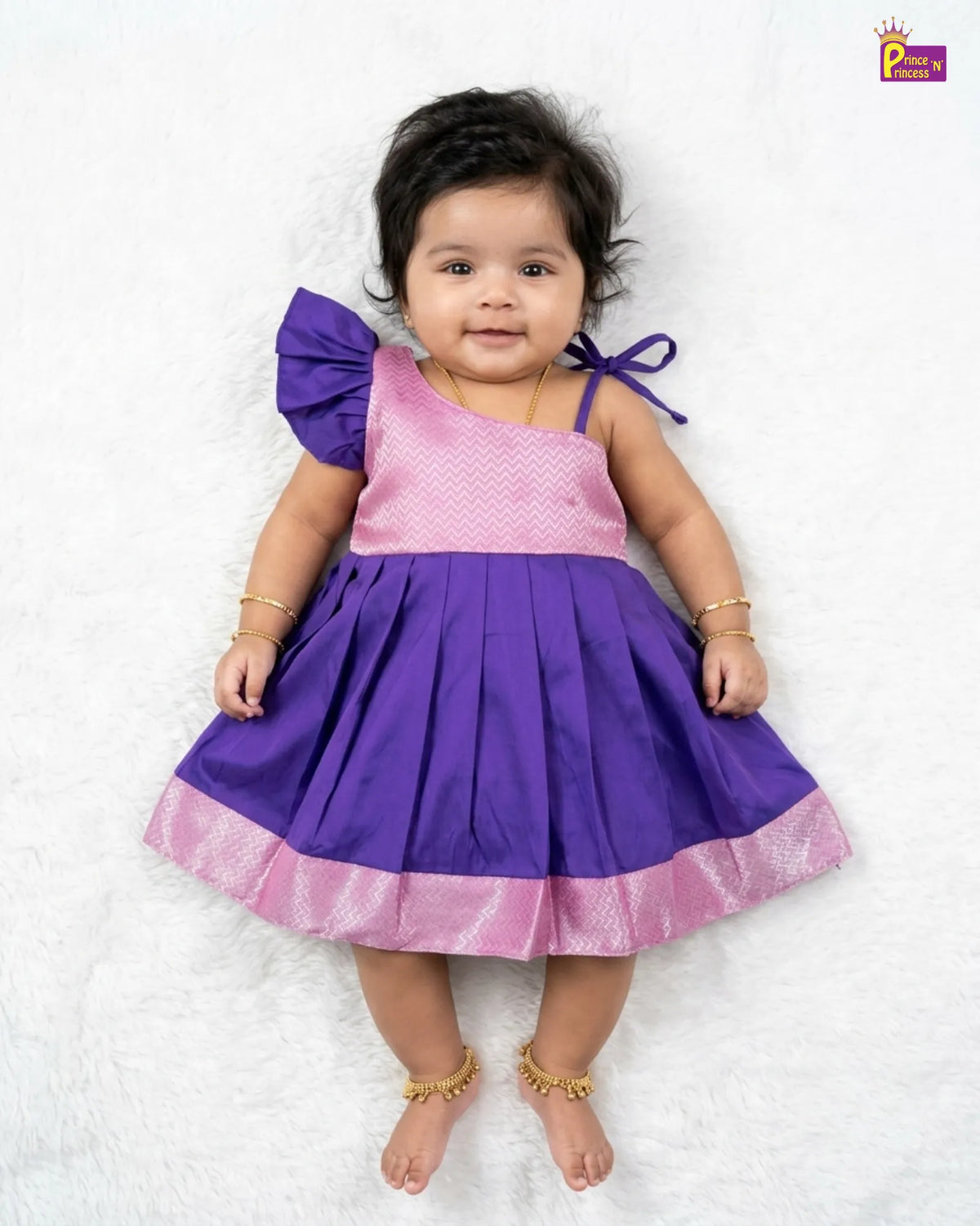 Newborn Baby Girl Purple Lilac Butterfly Sleeve Silk Frock LF2064