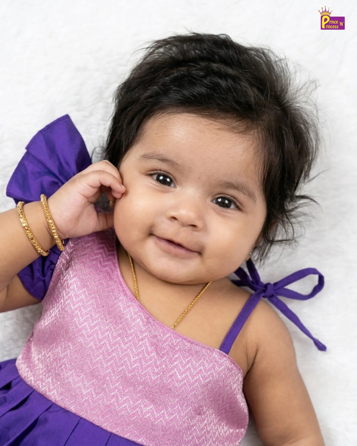 Newborn Baby Girl Purple Lilac Butterfly Sleeve Silk Frock LF2064
