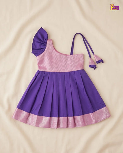 Newborn Baby Girl Purple Lilac Butterfly Sleeve Silk Frock LF2064