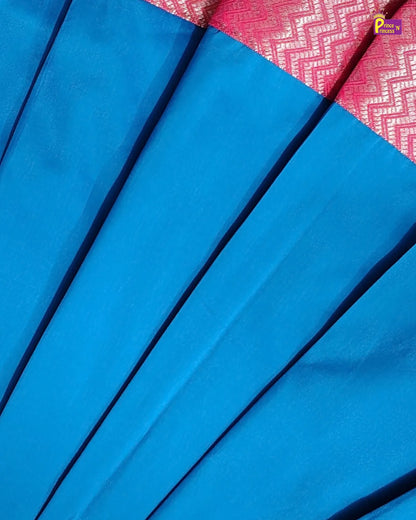 Newborn Baby Girl Blue & Pink Butterfly Sleeve Pattu Frock LF2066