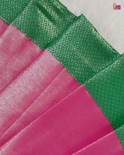 Close-up of pink and green fabric with a textured pattern