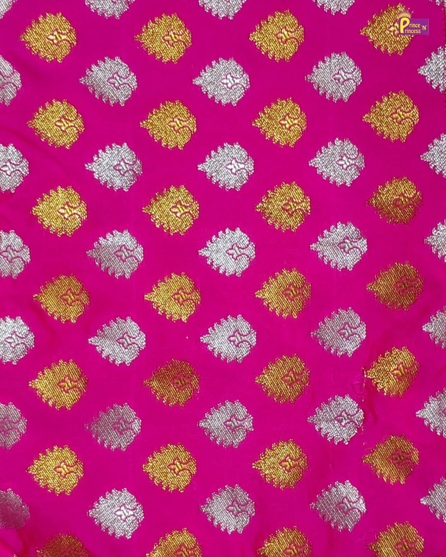 l Pink Banarasi Top & Cream Kerala Skirt Set For Baby Girl - Onam Pavadai Dress (1 - 6Yrs) LC306