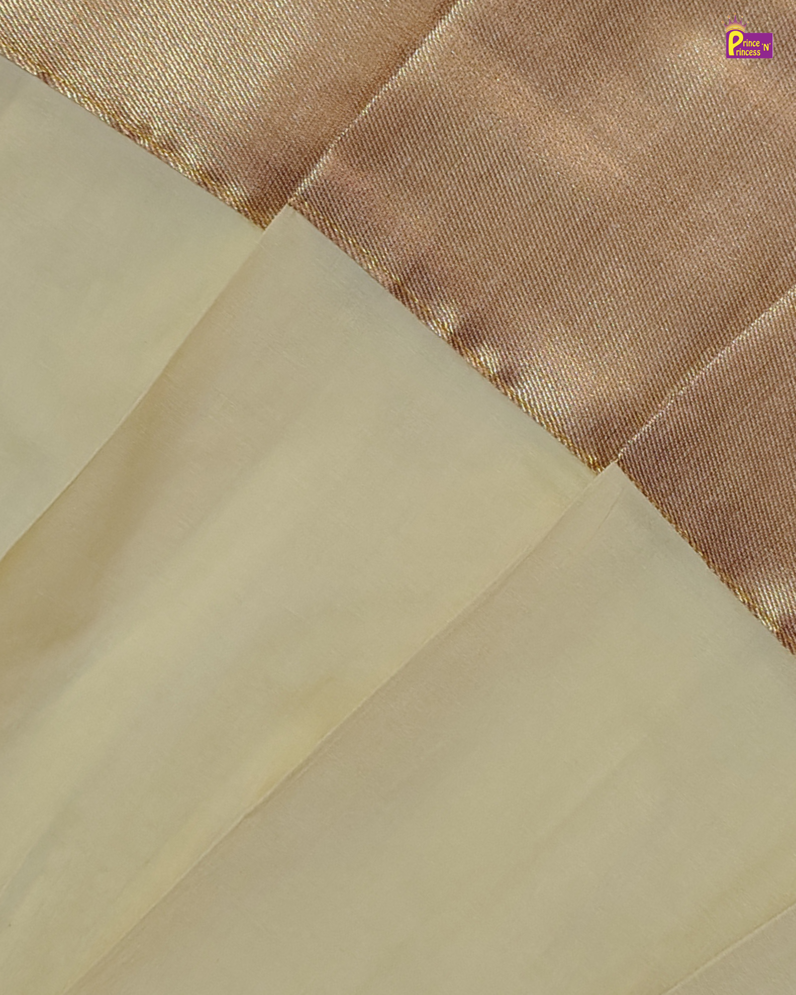 Close-up of beige fabric with a textured brown pattern