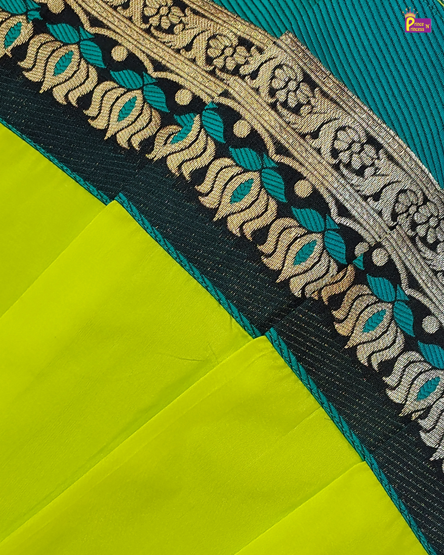 Designer Pattu Pavadai Rama Blue And Lime Green Silk Kids Festive Wear PPP2074