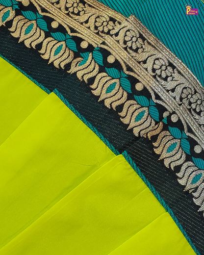 Designer Pattu Pavadai Rama Blue And Lime Green Silk Kids Festive Wear PPP2074