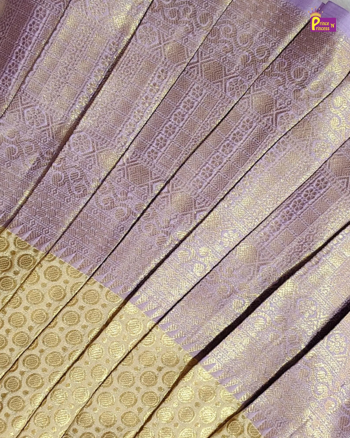 Girls Lavender & Gold Butterfly Pattu Pavadai Set for Diwali PPP2182