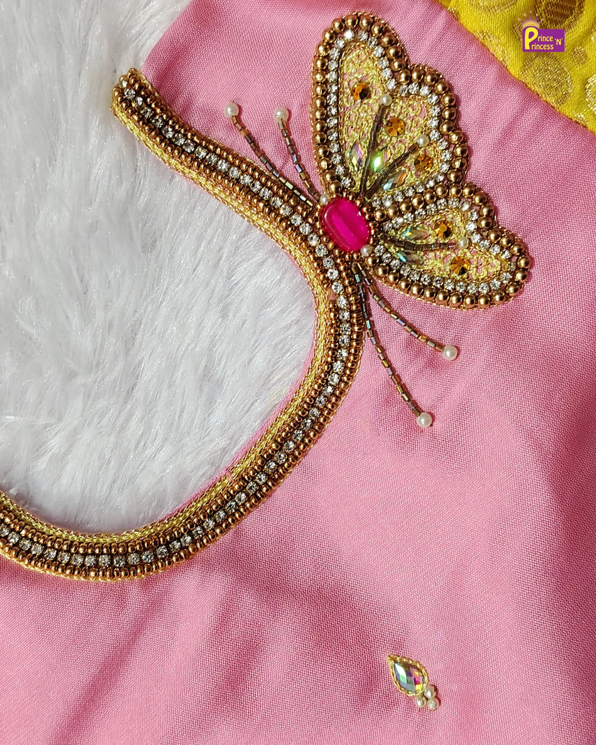 Girls Yellow Butterfly Pattu Pavadai Set | Traditional Festive Wear PPP2141