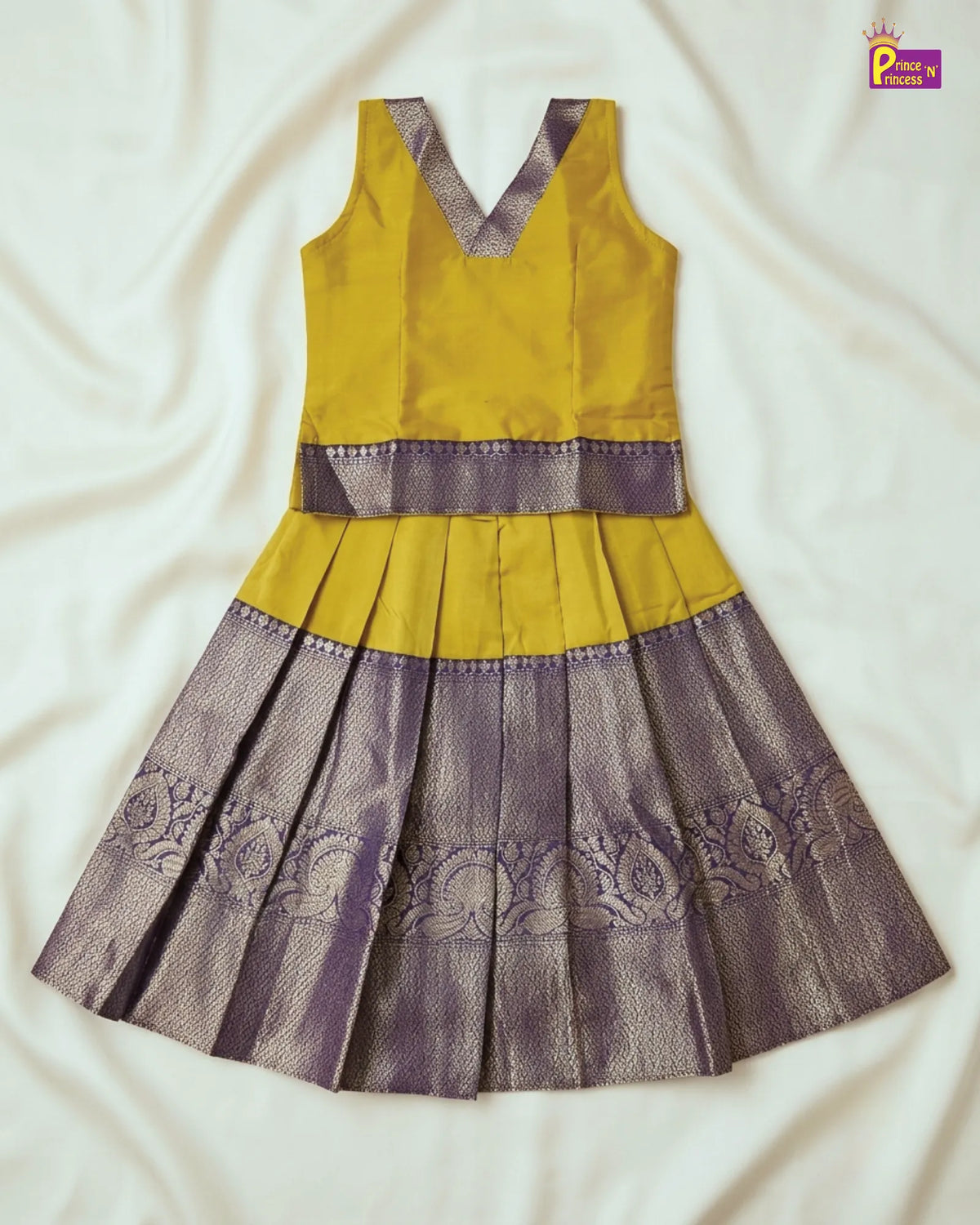 Kids Lemon Green Traditional Pattupavadai PPP1932