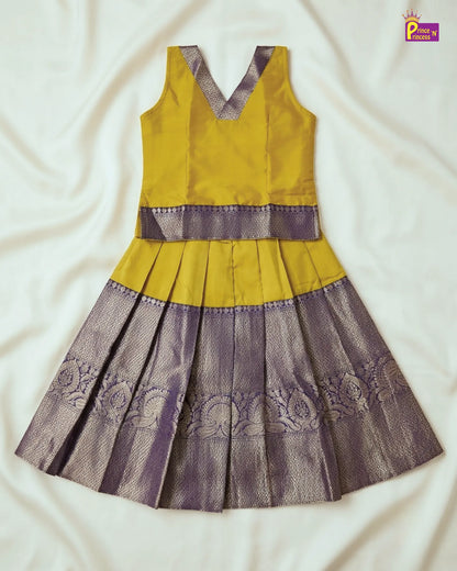 Kids Lemon Green Traditional Pattupavadai PPP1932