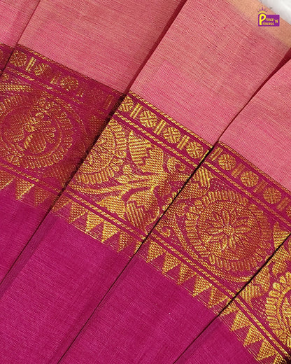 Girls Chettinad Cotton Pattu Pavadai Set – Halter Neck with Gold Zari Border PPP2172