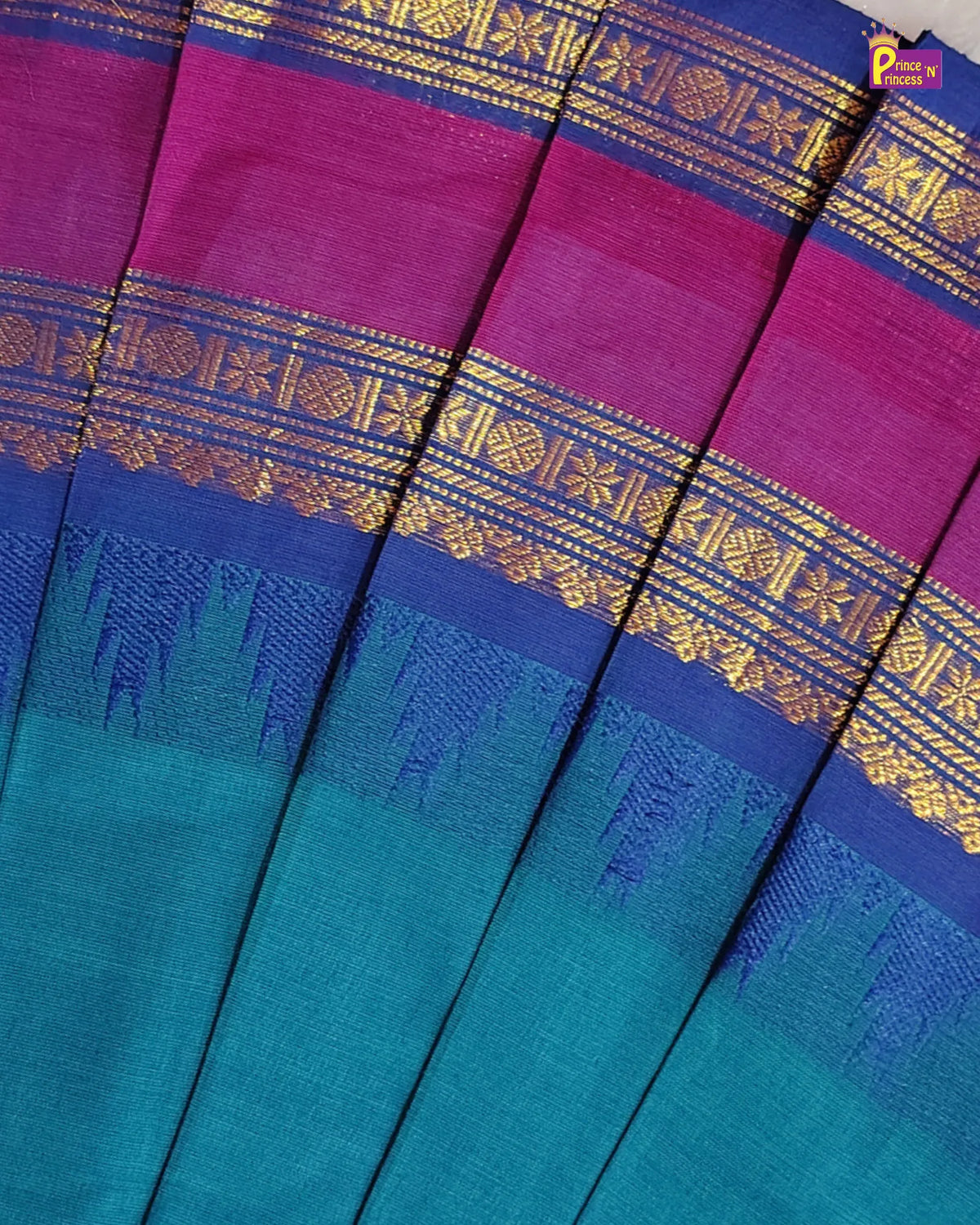 Girls Magenta Modern Halter Neck Chettinad Cotton Pattu Pavadai Set PPP2173