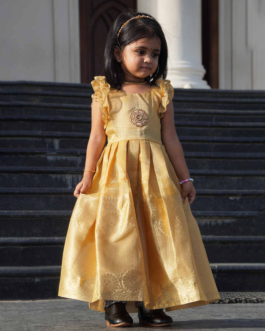 Kids Traditional Golden Aari Long gown PG466