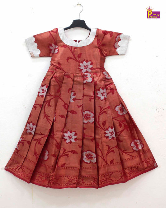 Kids Traditional Maroon Floral Gown PG512