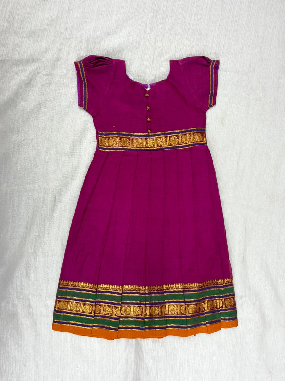 Kids Pink Chettinad Cotton Gown PG637