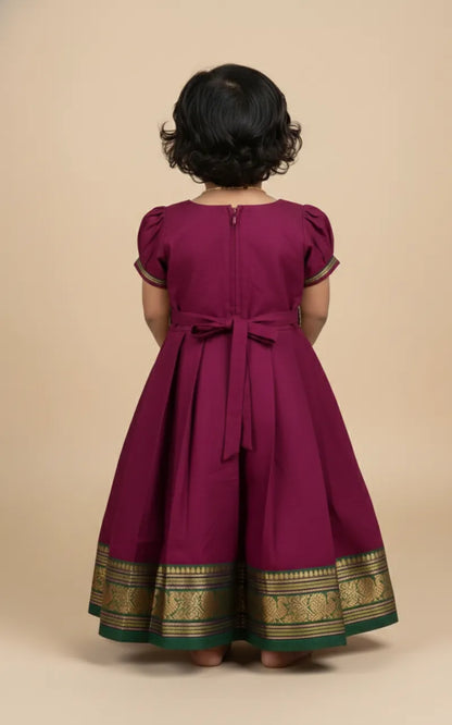 Kids Whine Chettinad Cotton Gown PG660
