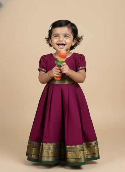 Kids Whine Chettinad Cotton Gown PG660