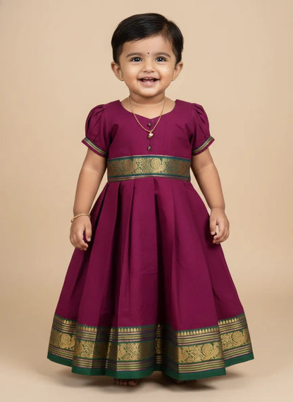 Kids Whine Chettinad Cotton Gown PG660
