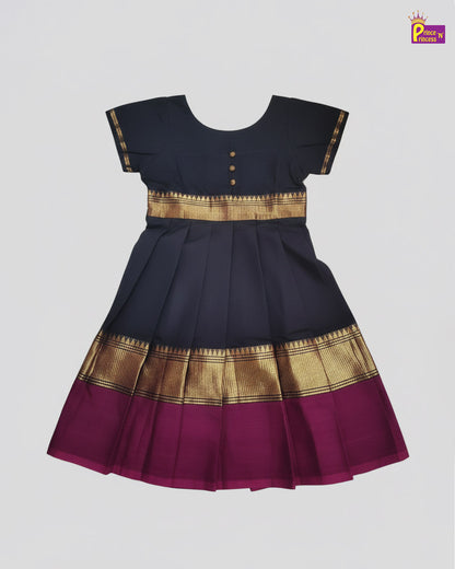 Kids Black Chettinad Cotton Gown PG665