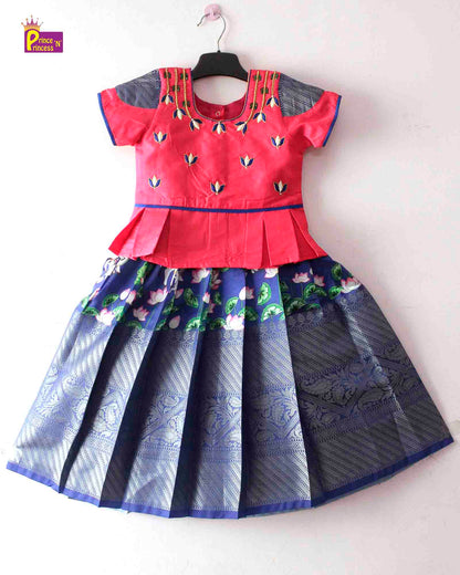 Kids Blue Pattu Pavadai PPP1396