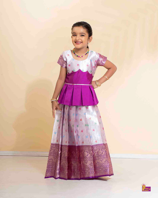 Kids Purple Traditional Pattupavadai PPP1508