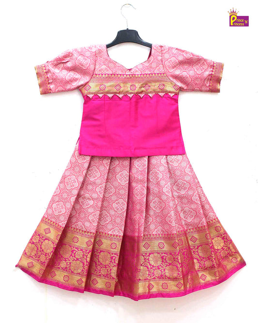 Kids Pink Traditional Pattupavadai PPP1612