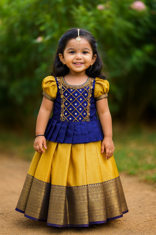 Golden Traditional Aari Pattupavadai PPP1787