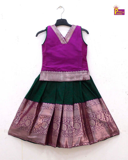 Kids Purple Bottle Green Traditional Pattupavadai PPP1802