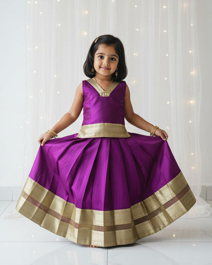 Kids Purple Traditional Pattupavadai PPP1931