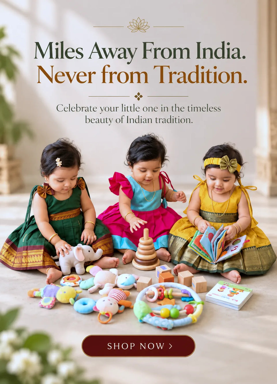 Newborn Pattu Dresses | Traditional Baby Indian Wear