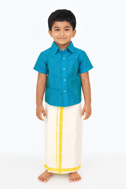 Boys South Indian RamaGreen Shirt Dhoti SD092