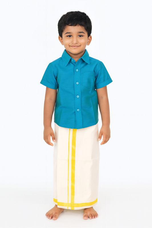 Boys South Indian RamaGreen Shirt Dhoti SD092