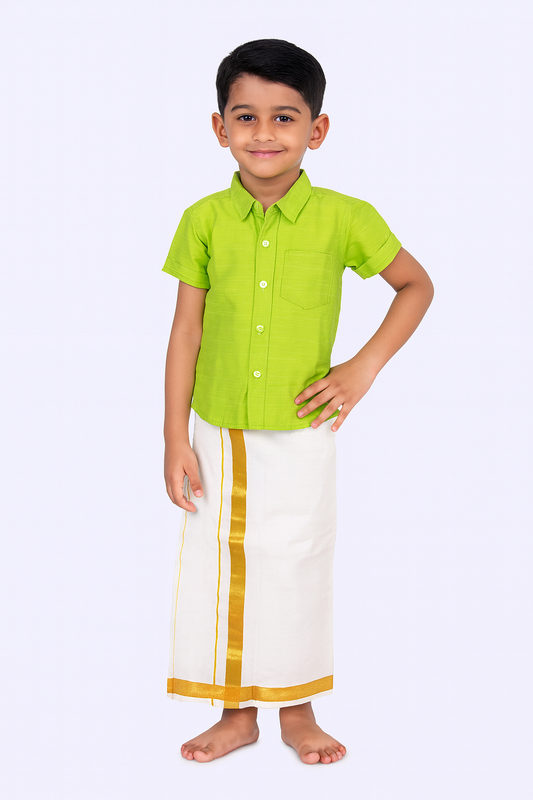 Boys South Indian Maroon Shirt Dhoti SD093