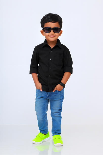 Kids Solid Black shirt ST127