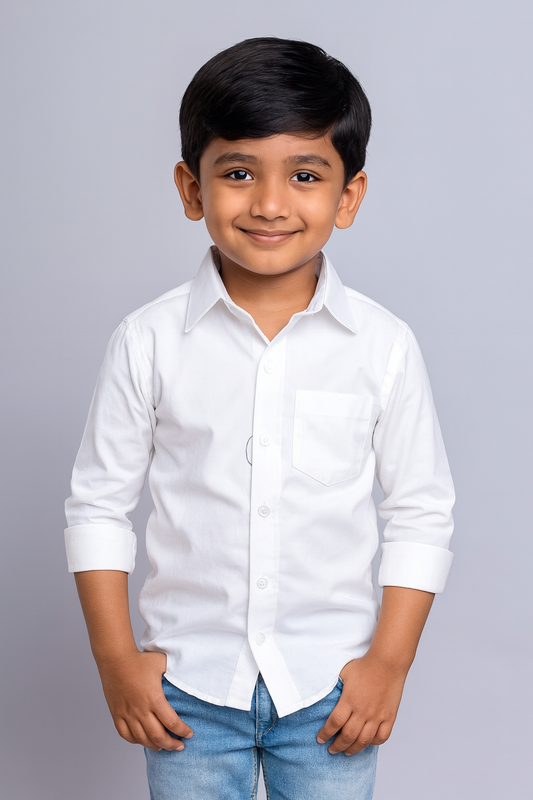 Kids Cotton White shirt ST128