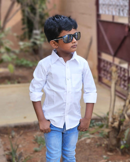 Kids Cotton White shirt ST128