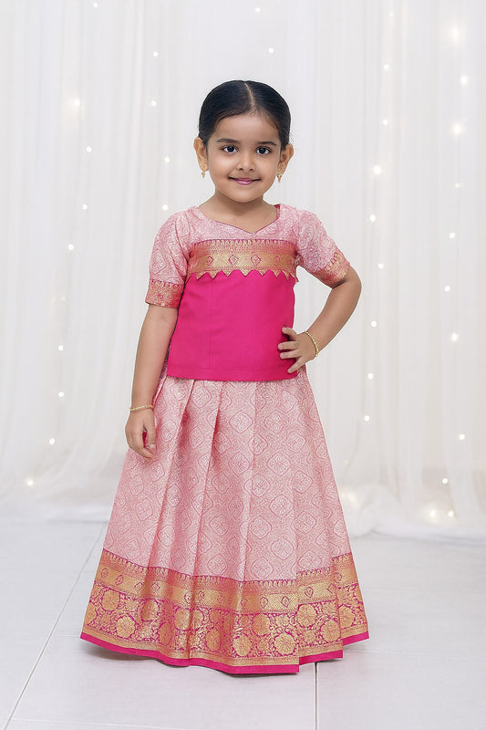 Kids Pink Traditional Pattupavadai PPP1612