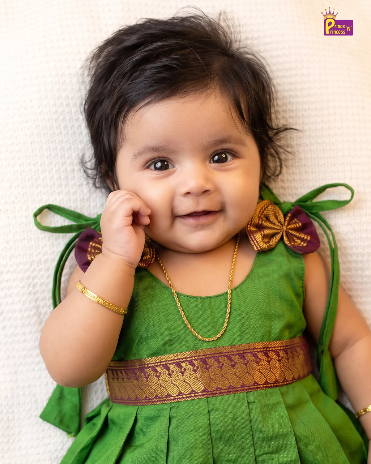 Baby Girl Parrot Green Traditional Kalyani Cotton Frock LF2061